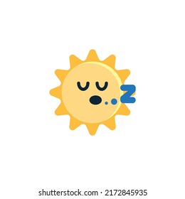 Sleeping Sun Face emoticon flat icon, vector sign, colorful pictogram isolated on white. Symbol, logo illustration. Flat style design