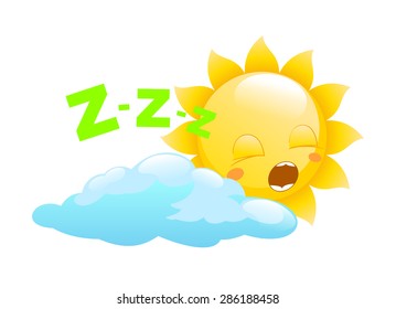 Sleeping sun, sweet dream on the cloud.  Cloudy weather.