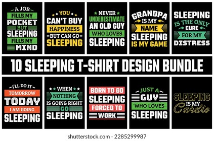 Sleeping T Shirt Design Set Vector