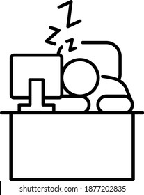 Sleeping at the table icon, vector