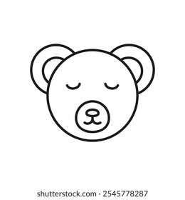 Icono de línea de cara de oso de peluche dormido. Juguete de peluche acogedor en el modo de sueño Símbolo de contorno. Relajante peluche para la comodidad de la hora de acostarse. Trazo Editable. Ilustración vectorial aislada.