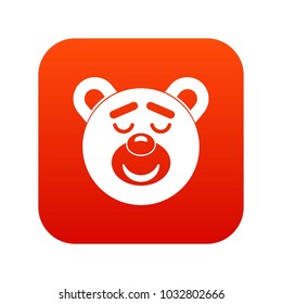 Sleeping teddy bear icon digital red for any design isolated on white vector illustration