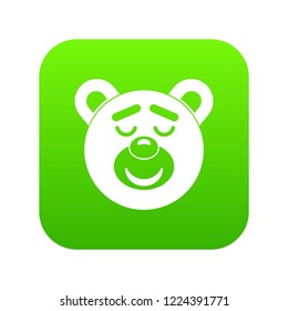 Sleeping teddy bear icon digital green for any design isolated on white vector illustration