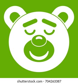 Sleeping teddy bear icon white isolated on green background. Vector illustration