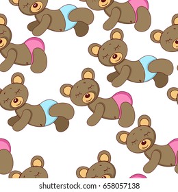 Sleeping teddy bears in pink and blue panties