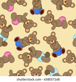 Sleeping teddy bears in pink and blue panties