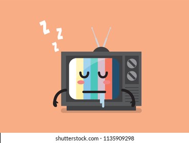 Sleeping television character. Vector illustration