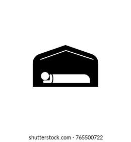 sleeping in a tent icon on white background