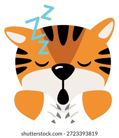 Sleeping tiger icon. Comic animal face emoji