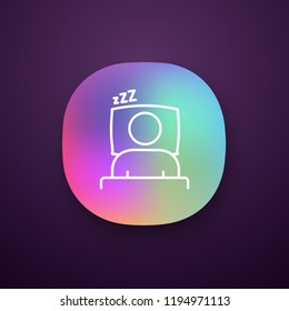 Sleeping time app icon. UI/UX user interface. Rest. Daily routine. Stress prevention and treatment. Healthy sleep. Web or mobile application. Vector isolated illustration