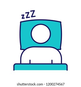 Sleeping time color icon. Rest. Daily routine. Stress prevention and treatment. Healthy sleep. Isolated vector illustration