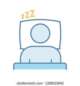 Sleeping time color icon. Rest. Daily routine. Stress prevention and treatment. Healthy sleep. Isolated vector illustration