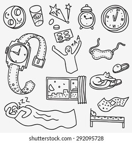 Sleeping time - doodles set