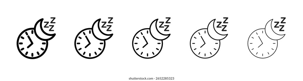 Ícone de tempo de sono preenchido conceito de sinal plano para web design.