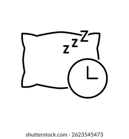 ícone Tempo de repouso.  Ícone vetorial de tempo de sono em design de linha para web design, logotipo e aplicativo móvel. Símbolo do Tempo de Sono. Ilustração vetorial.