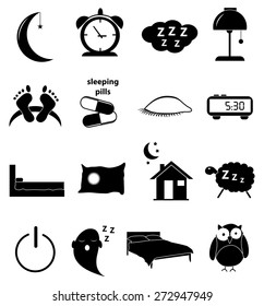 Sleeping time icons set