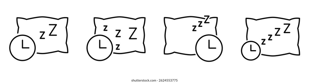Sleeping Time in line design. Sleeping Time Icon set. Sleeping Time symbol for web design and mobile app. Vector illustration.