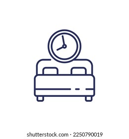 sleeping time line icon with a bed