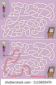 Sleeping time maze for kids with a solution