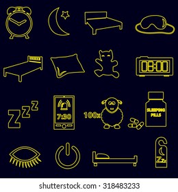 sleeping time simple outline icons set eps10