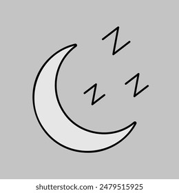 Sleeping time vector grayscale icon. Moon clock sign. Graph symbol for fitness and weight loss web site and apps design, logo, app, UI