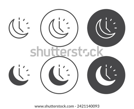Sleeping time vector illustration set. Late night clock hour shift routine sign in suitable for apps and websites UI design style.