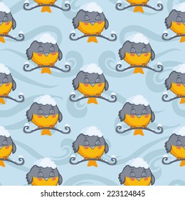 sleeping tomtit seamless pattern