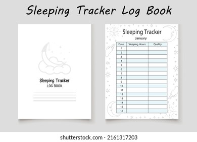  Sleeping tracker logbook planner template design for KDP Interior. Low content KDP interior