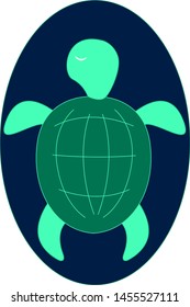Tortuga durmiente, ilustración, vector sobre fondo blanco.