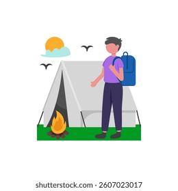 Sleeping Under the Stars Vector Illustration
