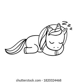 sleeping unicorn on the white background