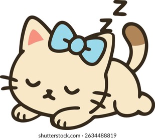 Sleeping vector cat with ZZZ, great for relaxation art
