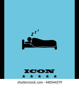 Sleeping Vector Icon. Person Wrapped Up In A Blanket Illustration. Hotel Symbol.