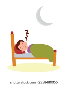 Sleeping vector illustration. Child night sleep vector design.