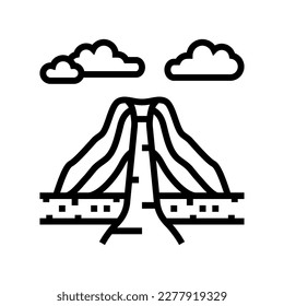 sleeping volcano lava line icon vector. sleeping volcano lava sign. isolated contour symbol black illustration