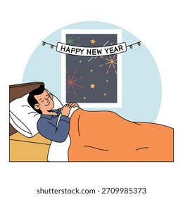 Dormir en una ilustración de manta caliente.