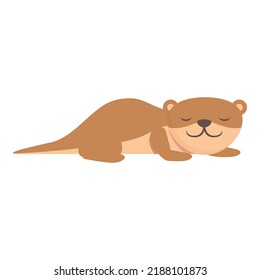 Sleeping weasel icon cartoon vector. Stoat animal. Cute mink