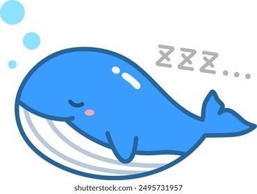 Ballena durmiente aislada Ilustración vectorial