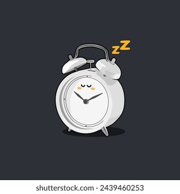 sleeping white alarm clock cartoon