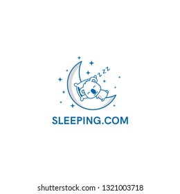 sleeping white koala logo - vector