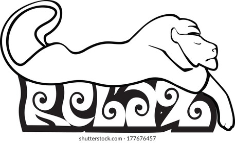 sleeping white lion