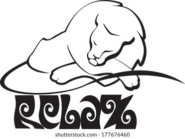 sleeping white lion