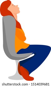 Sleeping woman in chair, illustration, vector on white background.
