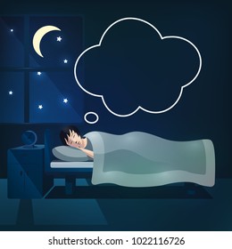 Sleeping woman with dream cloud vector illustration
