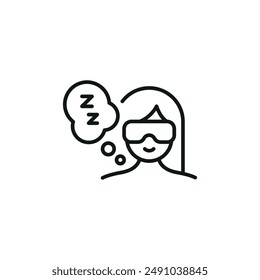 Sleeping Woman with Eye Mask icon. Simple sleeping woman with eye mask icon for social media, app, and web design. Vector illustration. 