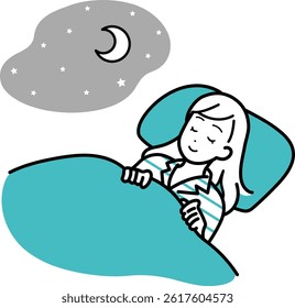 Sleeping Woman – Healthy Lifestyle and Peaceful Sleep Illustration