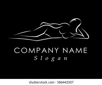Sleeping woman logo black background