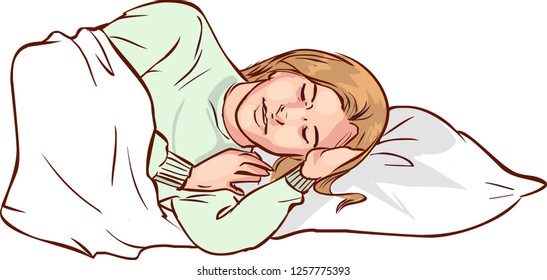 Sleeping Woman Vector İllustration