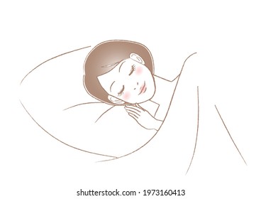 Sleeping Woman. White Background. Vector Illustration.