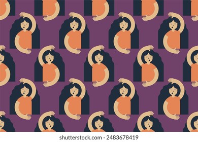 Ilustración de fondo de patrón sin fisuras de las mujeres durmientes. Personas patrón sin fisuras diseño de fondo